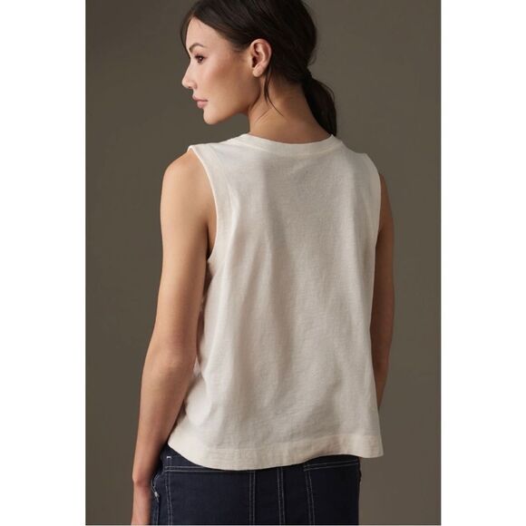 NEW Anthropologie Animal Theory Blue Snake Fish Boxy Graphic Tank Top Medium - Picture 3 of 4